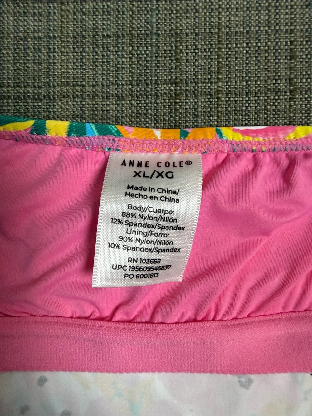 NWT Anne Cole Bright Floral V-Neck Spaghetti Strap Tankini Swim Top sz XL - Picture 8 of 8